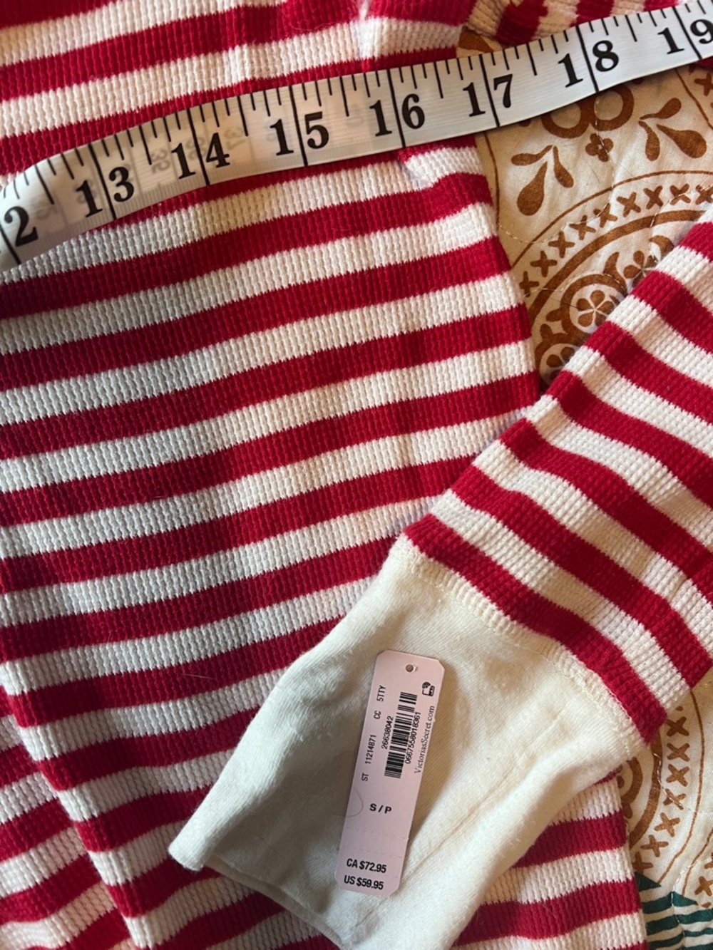 Victoria's Secret Red & White Striped Henley Pajama Set - Picture 10 of 10